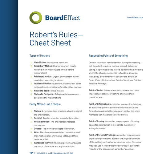 The Nonprofits Guide To Roberts Rules Of Order Boardeffect 9158