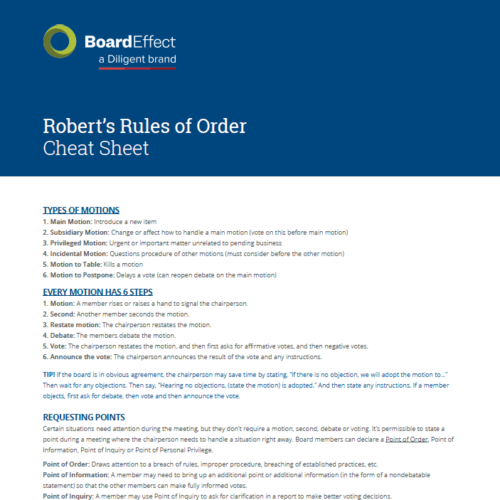 The Nonprofits Guide To Roberts Rules Of Order Boardeffect 9326